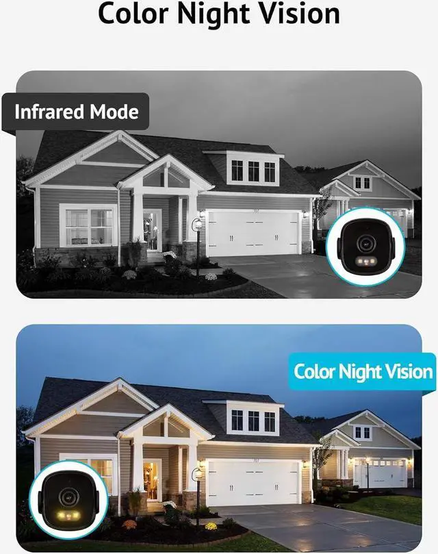 Alt view image 4 of 7 - LaView 2K Security Camera Outdoor with Color Night Vision,3MP Wired Cameras for Home Security,IP65 Waterproof Camera, 24/7 Live Video,2 Way Audio,Cloud Storage/SD Slot,Compatible with Alexa(4pcs)
