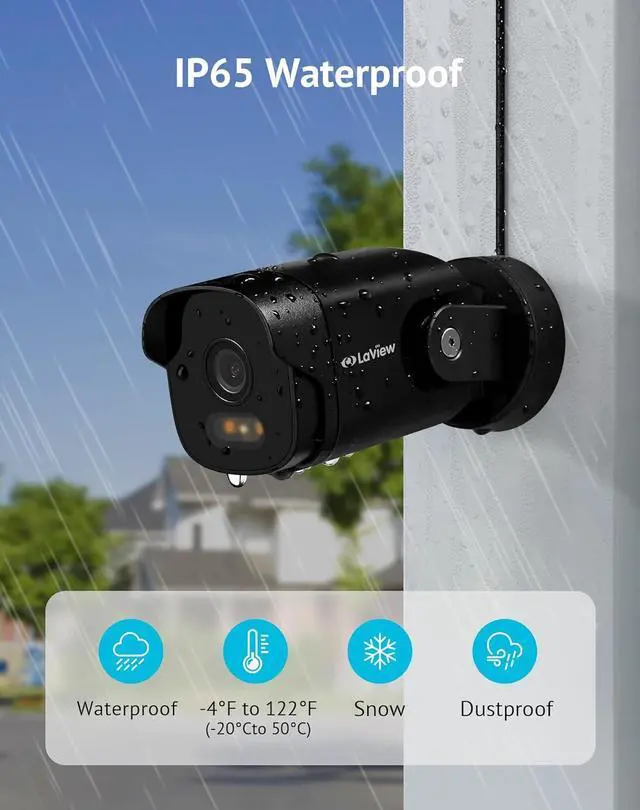 Alt view image 7 of 7 - LaView 2K Security Camera Outdoor with Color Night Vision,3MP Wired Cameras for Home Security,IP65 Waterproof Camera, 24/7 Live Video,2 Way Audio,Cloud Storage/SD Slot,Compatible with Alexa(4pcs)