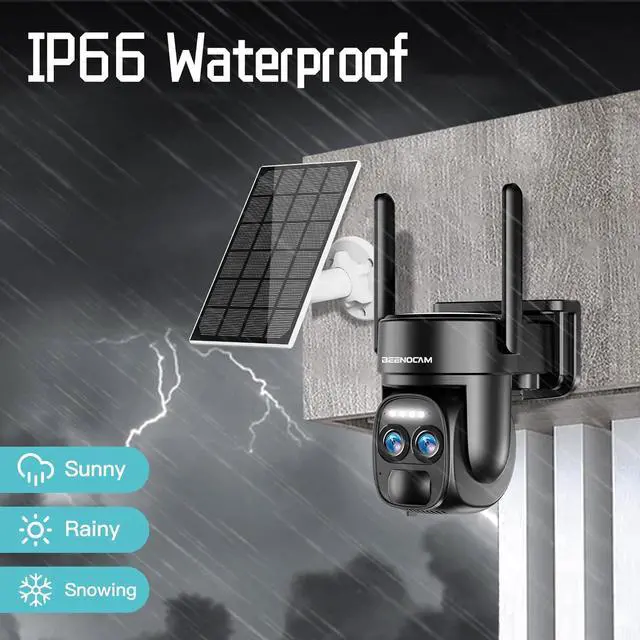 Alt view image 7 of 7 - 4K 8MP Solar Security Cameras Wireless Outdoor Battery Powered,360°PTZ Wireless Cameras for Home Security with Spotlight Siren, 5Dbi Dual antenna,PIR Human Detection,Color Night Vision,2.4/5Ghz,Alexa