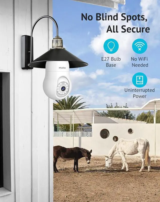 Alt view image 3 of 7 - LaView 4G LTE Cellular Light Bulb Security Camera,360°2K Security Cameras Wireless Outdoor Indoor 4MP Full Color Day and Night,Motion Detection, Audible Alarm,Easy Installation,Compatible with Alexa