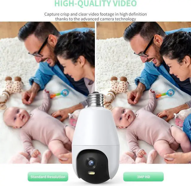 Alt view image 3 of 7 - Weatherproof Light Bulb Security Camera Outdoor,2K HD WiFi Light Socket Camera, light bulb indoor security camera,360 outdoor security camera wireless, lightbulb security dome camera outdoor (2)
