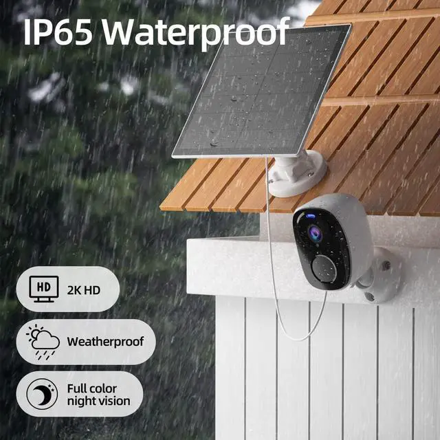 Alt view image 3 of 7 - Security Cameras Wireless Outdoor, Battery Powered Security Cameras with IP65 Waterproof, Two-Way Audio, Color Night Vision, No Subscription WiFi Security Camera-3PACK BW4 with Solar Panel (White)