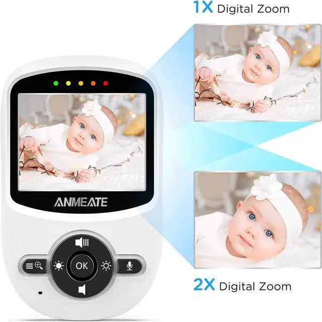 Alt view image 3 of 7 - ANMEATE Video Baby Monitor with Digital Camera, Digital 2.4Ghz Wireless Video Monitor with Temperature Monitor, 960ft Transmission Range, 2-Way Talk, Night Vision, High Capacity Battery1 Camera