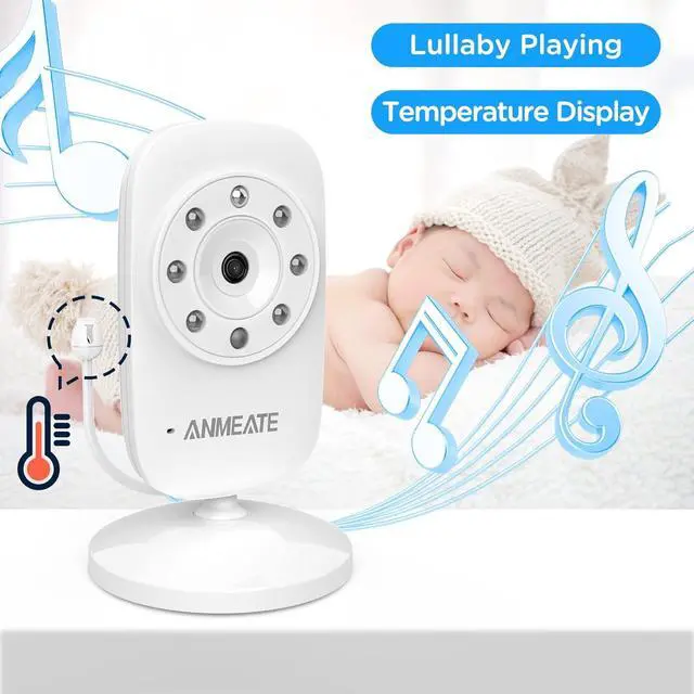 Alt view image 4 of 7 - ANMEATE Video Baby Monitor with Digital Camera, Digital 2.4Ghz Wireless Video Monitor with Temperature Monitor, 960ft Transmission Range, 2-Way Talk, Night Vision, High Capacity Battery1 Camera