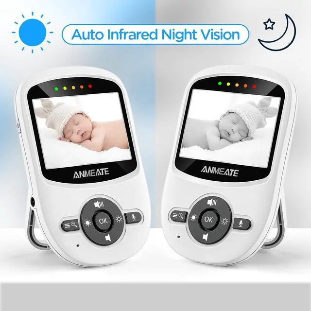 Alt view image 6 of 7 - ANMEATE Video Baby Monitor with Digital Camera, Digital 2.4Ghz Wireless Video Monitor with Temperature Monitor, 960ft Transmission Range, 2-Way Talk, Night Vision, High Capacity Battery1 Camera