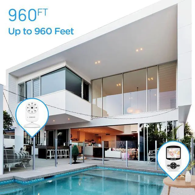Alt view image 7 of 7 - ANMEATE Video Baby Monitor with Digital Camera, Digital 2.4Ghz Wireless Video Monitor with Temperature Monitor, 960ft Transmission Range, 2-Way Talk, Night Vision, High Capacity Battery1 Camera