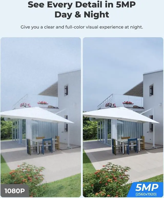 Alt view image 4 of 7 - REOLINK Security Camera Wireless Outdoor, Pan Tilt Solar Powered, 5MP 2K+ Color Night Vision, 2.4/5GHz WiFi, Works with Smart Home for Surveillance, Home Hub Compatible, Argus PT + Solar Panel