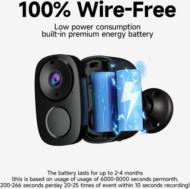 Alt view image 7 of 7 - Rraycom Security Cameras Wireless Outdoor 4pc,2K Battery Powered AI Motion Detection Spotlight Siren Alarm Surveillance Indoor Home Camera, Color Night Vision, 2-Way Talk, Waterproof, Cloud/SD