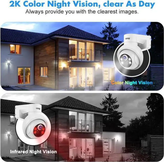Alt view image 3 of 7 - Solar Security Cameras Outdoor, 4MP PTZ Solar Panel for Security Cameras, Battery Powered Wireless Cameras for Home with 128GB Card, PIR Motion Detection, Color Night Vision, Compatible with Alexa