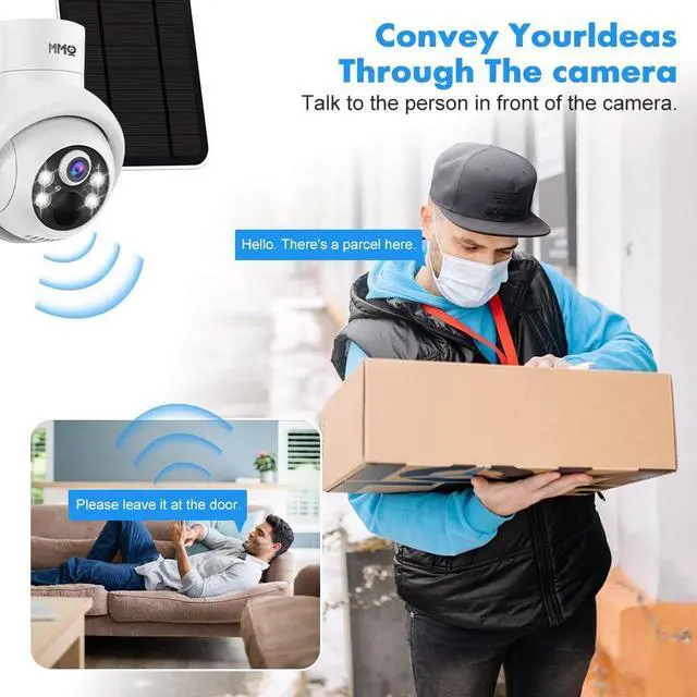 Alt view image 6 of 7 - Solar Security Cameras Outdoor, 4MP PTZ Solar Panel for Security Cameras, Battery Powered Wireless Cameras for Home with 128GB Card, PIR Motion Detection, Color Night Vision, Compatible with Alexa