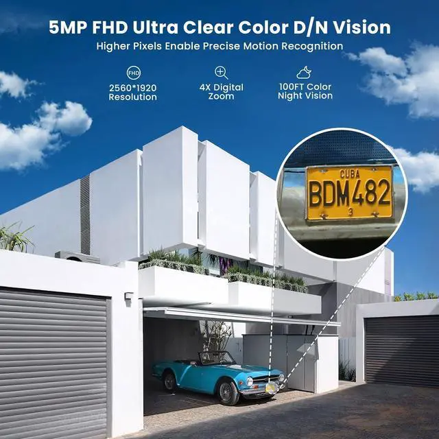 Alt view image 3 of 7 - ieGeek 5MP Security Cameras Wireless Outside, Solar Camera Outdoor Wireless WiFi 360° PTZ Battery Powered with Spotlight & Siren/Motion Detection/Color Night Vision/2-Way Audio/IP65, Works with Alexa