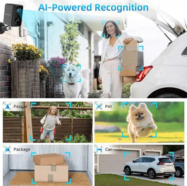 Alt view image 5 of 6 - Septekon 2K Security Cameras Wireless Outdoor 4 Pack, Solar Battery Powered Camera with Two Spotlights, PIR Motion Detection Siren, Color Night Vision, 2-Way Audio, IP66 Waterpoof