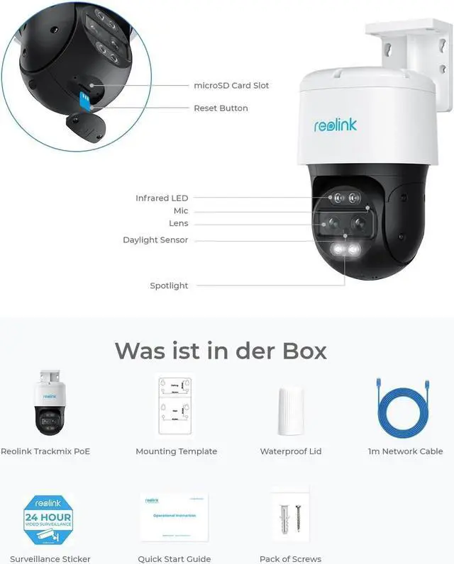 Alt view image 7 of 7 - REOLINK PTZ Security Camera System 4K, IP PoE 360 Camera with Dual-Lens, Auto 6X Hybrid Zoomed Tracking, 355 Pan & 90 Tilt, Outdoor Surveillance, AI Detection, Trackmix PoE