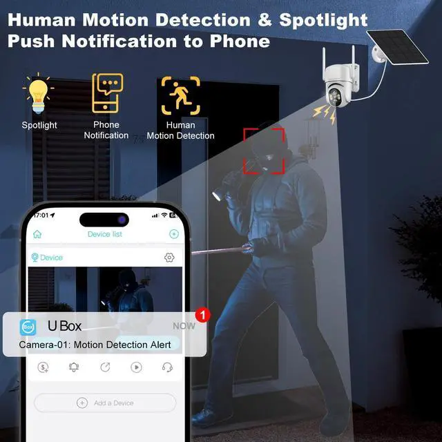 Alt view image 3 of 6 - 4G LTE Cellular Security Camera Wireless Outdoor, Solar Battery Powered Cameras for Home Surveillance, PIR Human Detection, 2K Color Night Vision, 2-Way Audio, Cloud & SD Card, Works with Phone APP