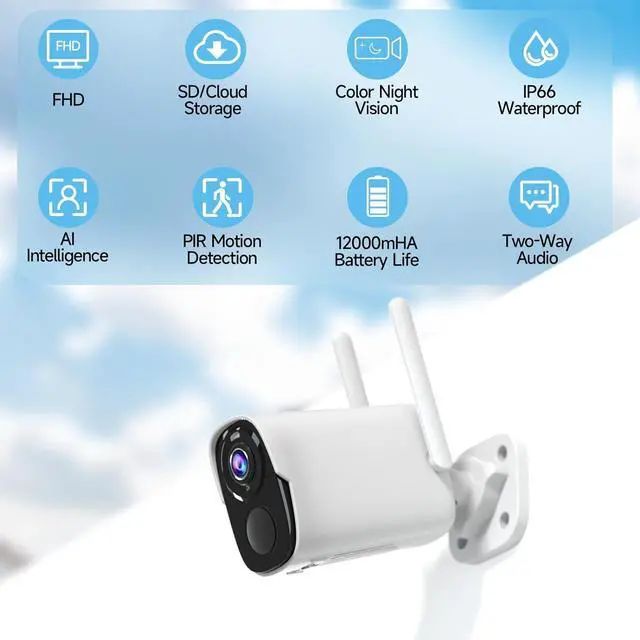 Alt view image 2 of 7 - 4PC Security Cameras Wireless Outdoor, 2K Battery Powered Security Camera for Home, WiFi Camera Surveillance Indoor System with Color Night Vision, IP66, 2-Way Audio, AI Motion Detection, Works/Alexa