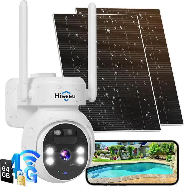 Hiseeu No WiFi Security Camera, [24/7 Recording] 4G Cellular