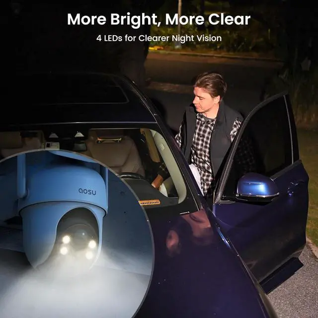 Alt view image 7 of 7 - AOSU Security Cameras Outdoor Wireless, Add-On Camera, Solar Powered, Auto Tracking, Alexa & Google Home, Requires Homebase, Homebase Supports Up to 4 Cams