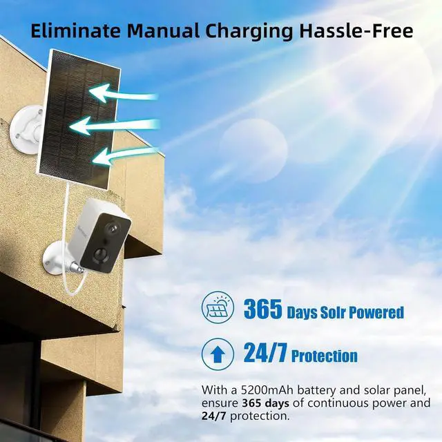 Alt view image 2 of 6 - Septekon 2K Security Cameras Wireless Outdoor 4 Pack, Solar Battery Powered Camera with Two Spotlights, PIR Motion Detection Siren, Color Night Vision, 2-Way Audio, IP66 Waterpoof