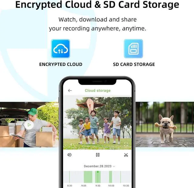 Alt view image 6 of 6 - Septekon 2K Security Cameras Wireless Outdoor 4 Pack, Solar Battery Powered Camera with Two Spotlights, PIR Motion Detection Siren, Color Night Vision, 2-Way Audio, IP66 Waterpoof