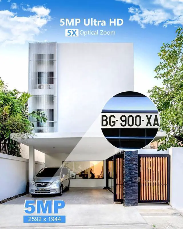 Alt view image 4 of 7 - Gadpiparty Jennov POE Camera Outdoor 5MP(2592x1944) HD IP PTZ Security Camera with 5X Optical Zoom, 260° Pan-Tilt View, 68ft NightVision, Human Detection, Mic/Audio, IP66 Weatherproof, Videolink APP