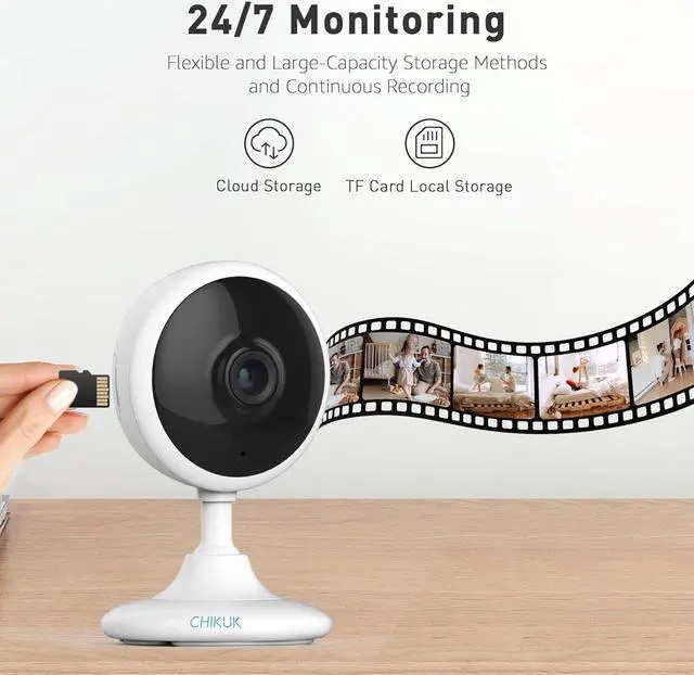 Alt view image 7 of 7 - Indoor Security Cameras, WiFi Home Camera with Night Vision, 2-Way Talk Elder/Pet Cam, Baby Monitor with Smart Motion Detection, Cloud & SD Card Storage, Works w/Alexa, 2pcs