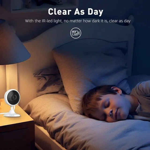Alt view image 6 of 7 - Indoor Security Cameras, WiFi Home Camera with Night Vision, 2-Way Talk Elder/Pet Cam, Baby Monitor with Smart Motion Detection, Cloud & SD Card Storage, Works w/Alexa, 2pcs