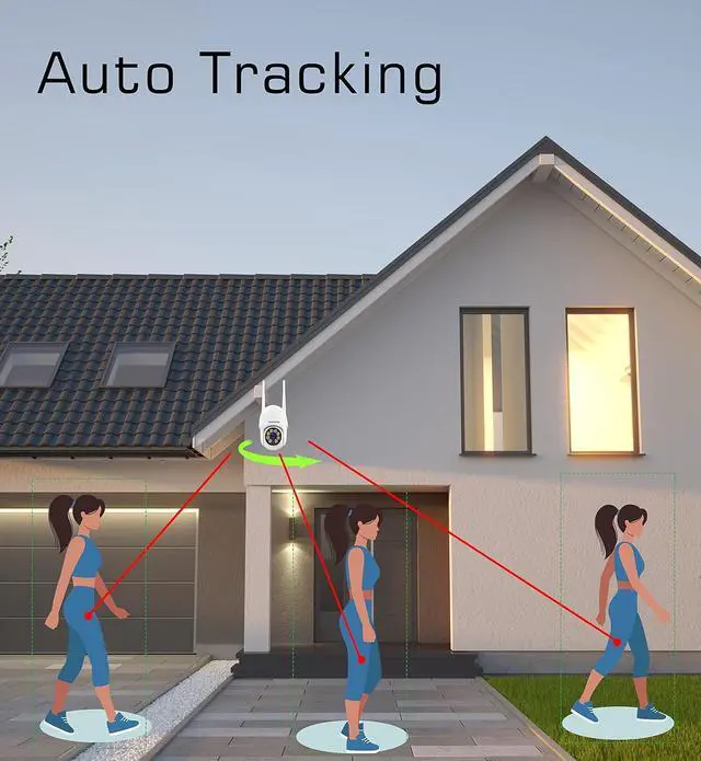 Alt view image 2 of 7 - Wi-Fi Security Camera Outdoor 1080P, RTSP IP Surveillance Home WiFi Camera, 350°/120° Pan Tilt Auto Tacking, Human Detection, Color Night Vision, IP66