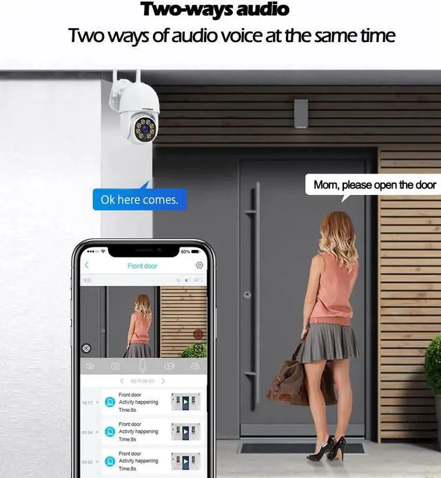 Alt view image 4 of 7 - Wi-Fi Security Camera Outdoor 1080P, RTSP IP Surveillance Home WiFi Camera, 350°/120° Pan Tilt Auto Tacking, Human Detection, Color Night Vision, IP66