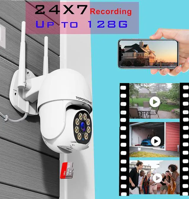 Alt view image 5 of 7 - Wi-Fi Security Camera Outdoor 1080P, RTSP IP Surveillance Home WiFi Camera, 350°/120° Pan Tilt Auto Tacking, Human Detection, Color Night Vision, IP66