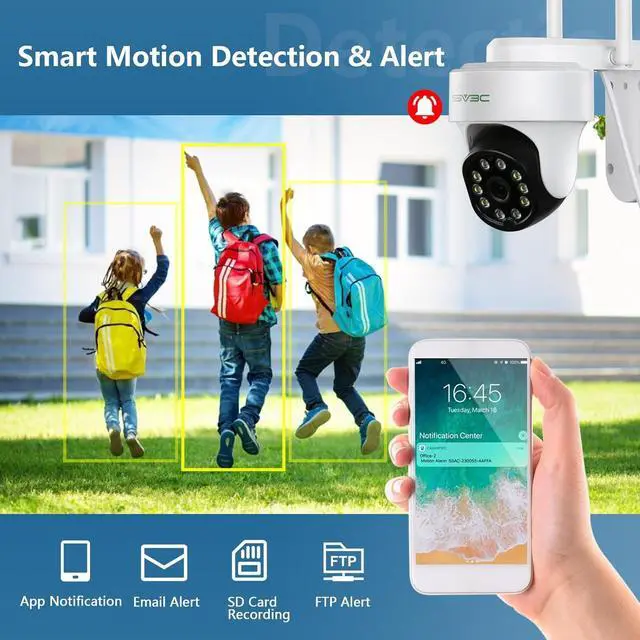 Alt view image 5 of 7 - SV3C WiFi Security IP Camera Outdoor, Auto Tracking 1080P PTZ Pan Tilt Home Cameras, Support Floodlight Color Night Vision, Onvif, Motion Detect, RTSP Browser View, 2-Way Audio,Max 128G SD Card Record