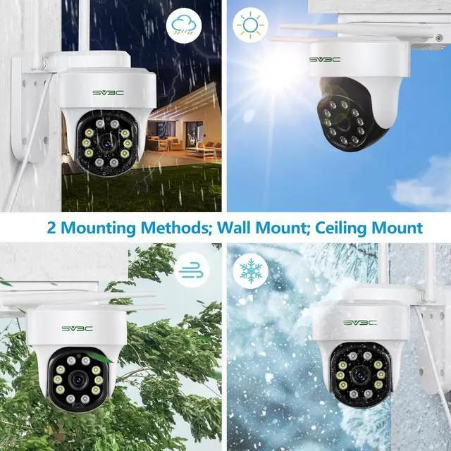 Alt view image 6 of 7 - SV3C WiFi Security IP Camera Outdoor, Auto Tracking 1080P PTZ Pan Tilt Home Cameras, Support Floodlight Color Night Vision, Onvif, Motion Detect, RTSP Browser View, 2-Way Audio,Max 128G SD Card Record