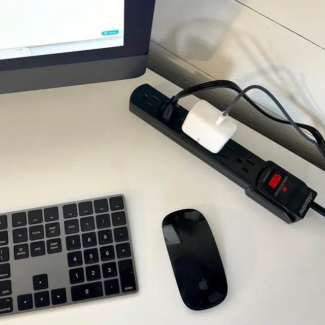 Alt view image 5 of 7 - Maxxima 4-Pack 6 Outlet Power Strip Surge Protector - 300 Joules, Features Red On/Off Switch, Powers Multiple Electronics and Devices Simultaneously, Perfect for Home Appliances - Black