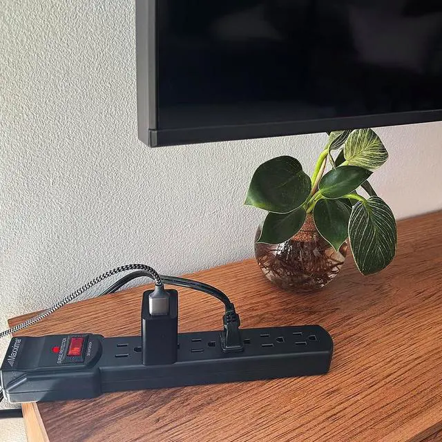 Alt view image 6 of 7 - Maxxima 4-Pack 6 Outlet Power Strip Surge Protector - 300 Joules, Features Red On/Off Switch, Powers Multiple Electronics and Devices Simultaneously, Perfect for Home Appliances - Black