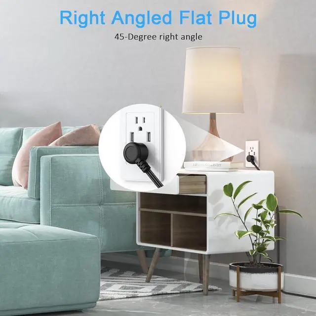 Alt view image 6 of 7 - Recessed Power Strip, Furniture Drawer Outlet with 20W PD USB-C & 18W QC3.0 USB-A, Plug in 3 Outlets & USB Ports, Flush Mount 3FT Flat Extension Cord Conference Desk Outlets Black