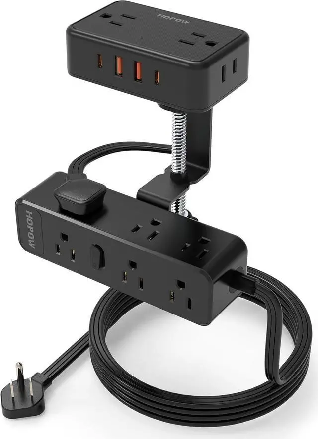 Main image of Dual Layer Desk Clamp Power Strip, Desktop Edge Mount Charging Station with 13 Outlets 4 USB Ports (2 USB C), Under Desk Surge Protector(1700 Joules), 10 Ft Extension Cord for Office Home