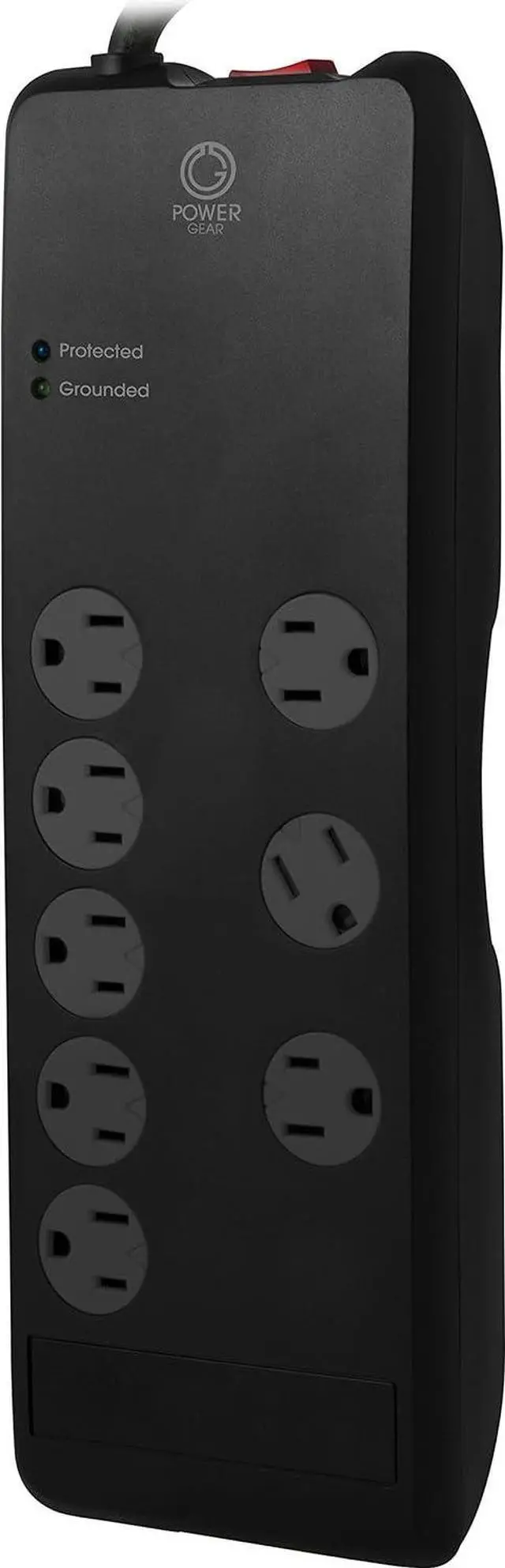 Main image of Power Gear 8 Outlet Power Strip Surge Protector, 7 Ft Extension Cord, 2100 Joules, Twist-to-Close Safety Outlet Covers, 3 Adapter-Spaced Outlets, On/Off Switch, Automatic Shutdown, Black, 12996