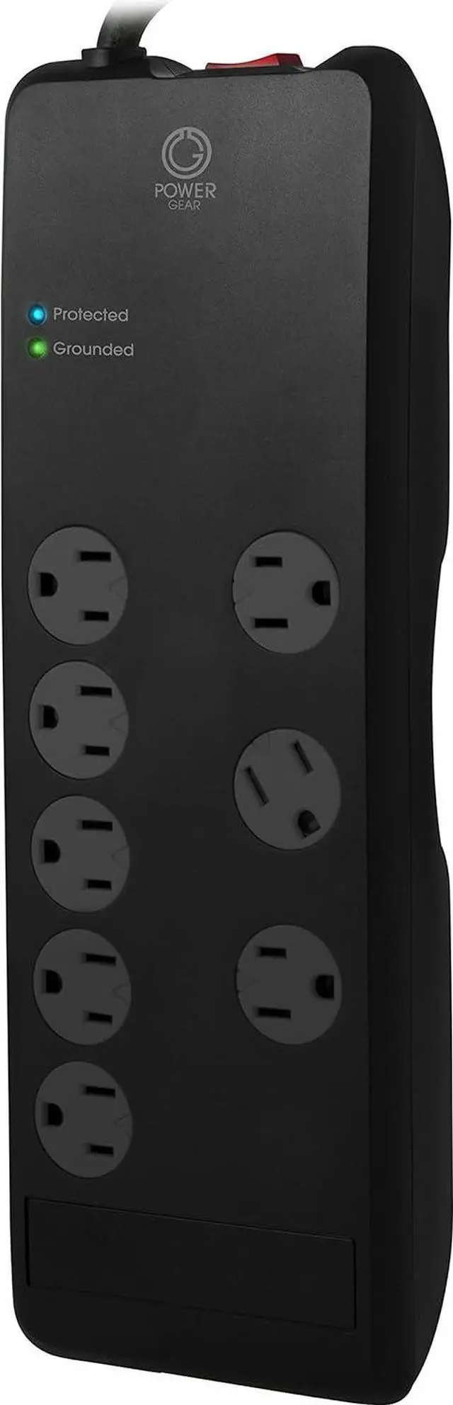 Alt view image 2 of 4 - Power Gear 8 Outlet Power Strip Surge Protector, 7 Ft Extension Cord, 2100 Joules, Twist-to-Close Safety Outlet Covers, 3 Adapter-Spaced Outlets, On/Off Switch, Automatic Shutdown, Black, 12996
