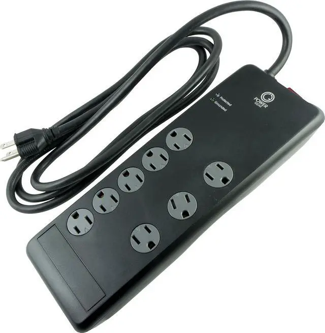 Alt view image 3 of 4 - Power Gear 8 Outlet Power Strip Surge Protector, 7 Ft Extension Cord, 2100 Joules, Twist-to-Close Safety Outlet Covers, 3 Adapter-Spaced Outlets, On/Off Switch, Automatic Shutdown, Black, 12996