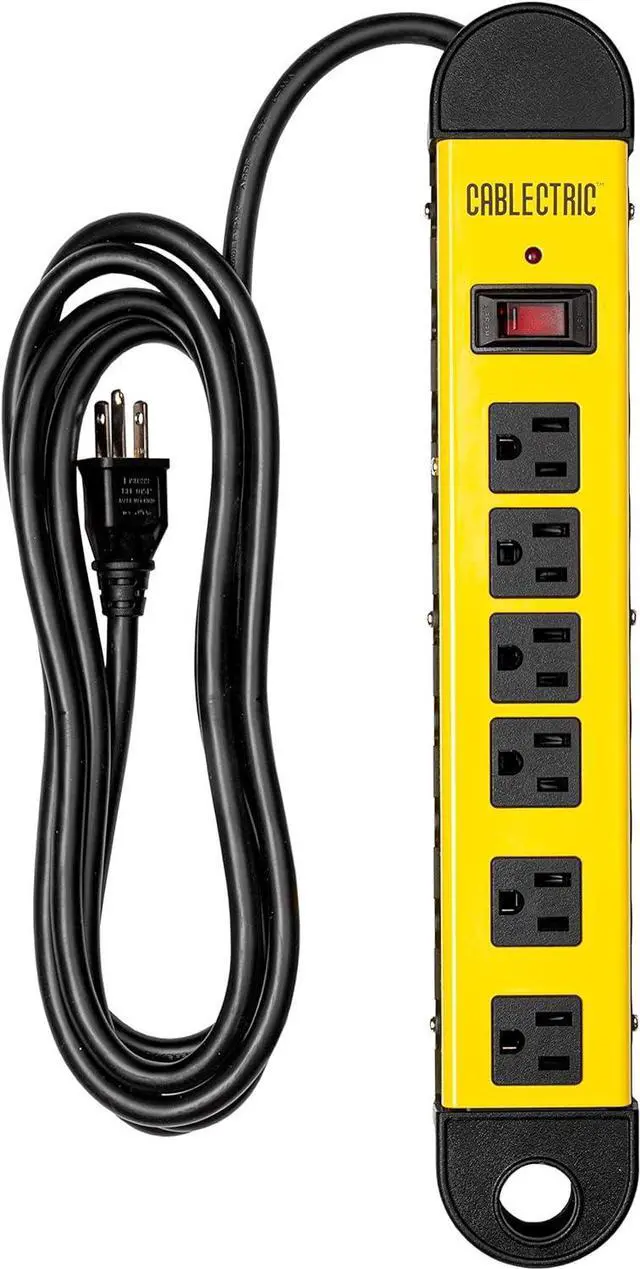 Main image of Heavy Duty Power Strip Surge Protector for Appliances with 9 Ft Long Extension Cord 14 AWG, 6 Outlets Workshop Power Strip with 1200 Joules Surge, Wide Spaced Metal 15 Amp