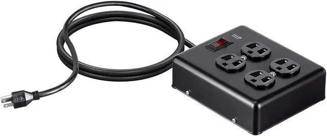 Alt view image 2 of 6 - Monoprice Heavy Duty Metal Surge Protector - 4 Outlet Power Strip, 180 Joules, UL Certified, 6 Feet Cable, Black