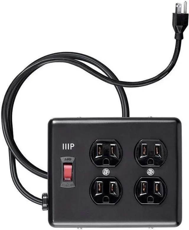 Alt view image 5 of 6 - Monoprice Heavy Duty Metal Surge Protector - 4 Outlet Power Strip, 180 Joules, UL Certified, 6 Feet Cable, Black