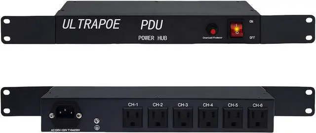 Main image of 6 Outlet Horizontal 1U Rack Mount PDU Power Strip,Surge Protector,Rack Mount Protection Power Outlet Strip for Server Racks,12A,1500 Joule,Heavy-Duty Electric Extension Cord Strip w/ 6 ft Power Cord