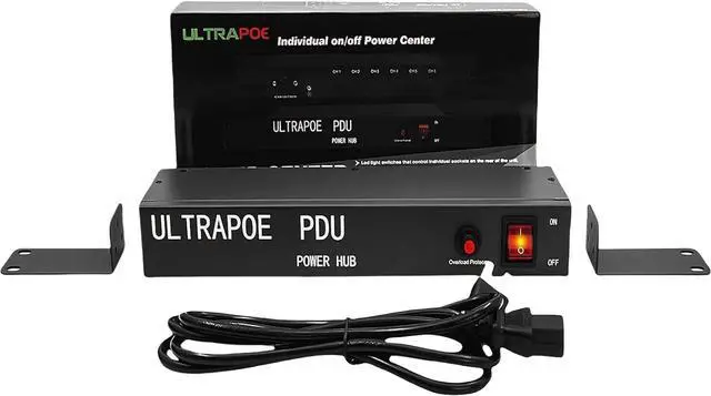 Alt view image 7 of 7 - 6 Outlet Horizontal 1U Rack Mount PDU Power Strip,Surge Protector,Rack Mount Protection Power Outlet Strip for Server Racks,12A,1500 Joule,Heavy-Duty Electric Extension Cord Strip w/ 6 ft Power Cord