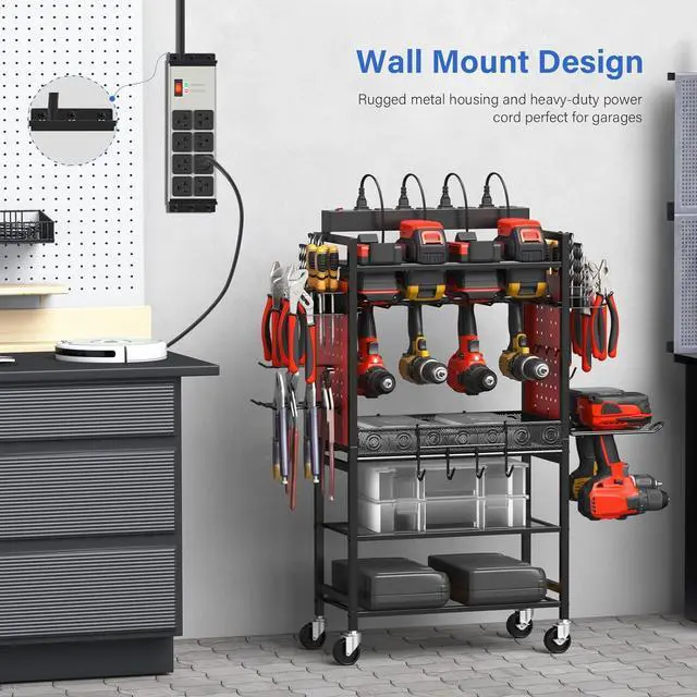 Alt view image 6 of 7 - CCCEI Heavy Duty Power Strip Surge Protector 20 AMP, 8 Outlets 12 Gauge Industrial Shop Garage Metal Multiple Outlets, 6 FT Extension Cord 5-15P Adapter High Amp 6-20R T-Slot 20a for Appliance
