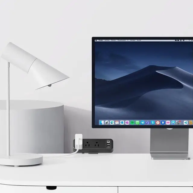 Alt view image 7 of 7 - 3 Outlet Desk Clamp Power Strip with USB C, Black Flat Plug Desktop Edge Clamp Power Socket Connect 6.5 ft Thin Extension Cord for 1.6 inch Tables