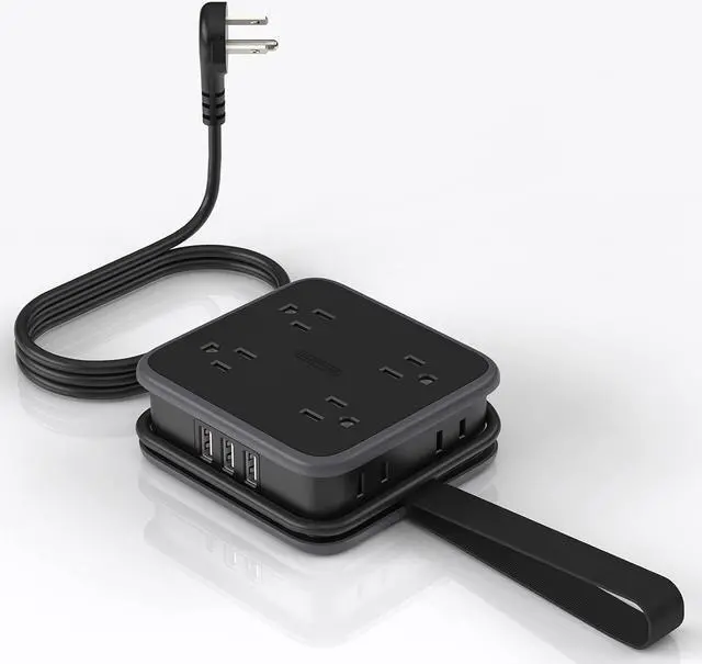 Main image of NTONPOWER Flat Plug Power Strip, 5 ft Extension Cord with 8 Widely Outlets and 3 USB Ports, 3 Side Outlet Extender, Wall Mount, Overload Potection, Compact Power Strip for Home, Dorm Room Essentials