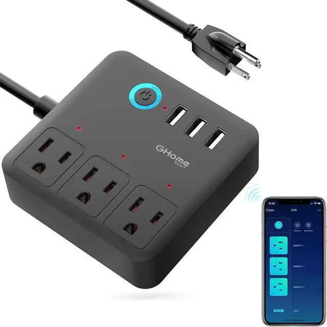 Main image of GHome Smart Plug Power Strip, WiFi Surge Protector Work with Alexa Google Home, Smart Outlets with 3 USB 3 Charging Port, Multi-Plug Extender for Home Office Cruise Ship Travel, 10A