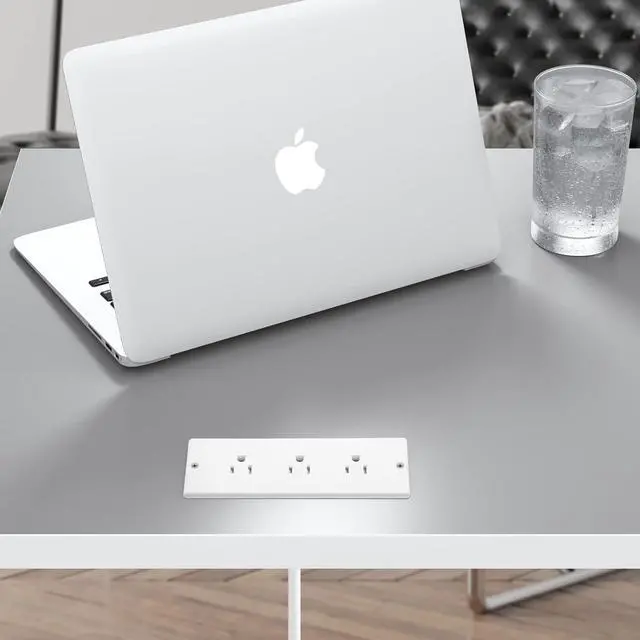 Alt view image 4 of 7 - Conference Recessed Power Strip with 3 Outlets, Waterproof, Splash Resistant, 6ft Extension Cord, Flat Plug
