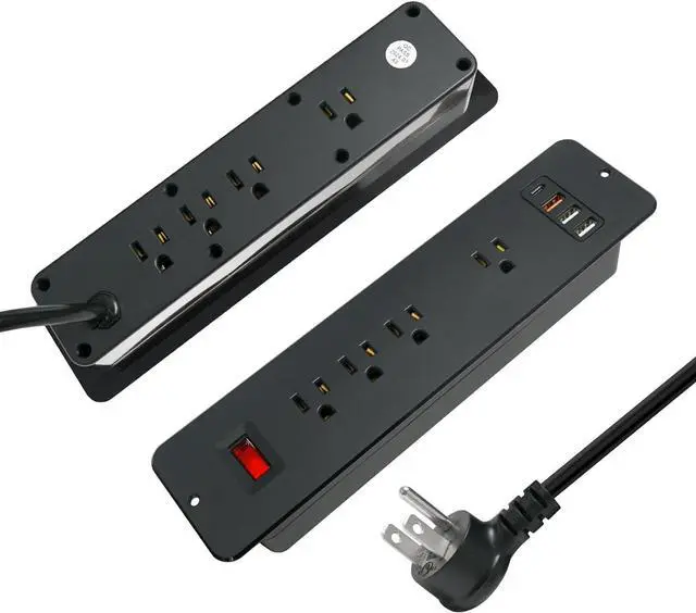 Main image of 8 Outlets Double Side Recessed Power Strip with USB C PD 20W, Flush Mount Fast Charge Desktop Power Extender Built in Under Desk Multiple Power Outlets Flat Plug for Furniture Table Cabinet Drawer