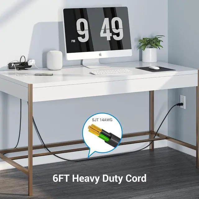Alt view image 5 of 7 - DEWENWILS Desk Clamp Power Strip, Desktop Power Station with 3 AC Outlets(15A/1800W), 2 USB Ports, Desk Mount Power Outlet for Home, Office, 6Ft 14/3C SJT Extension Cord